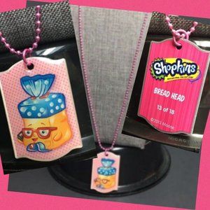 Bread Head Shopkins Necklace 13 Of 18 Pink Ball Chain Dog Tag Girls Retro